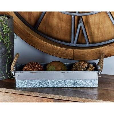 Studio 350 Grey Iron Farmhouse Tray (Set of 2) - 8 x 16 x 3