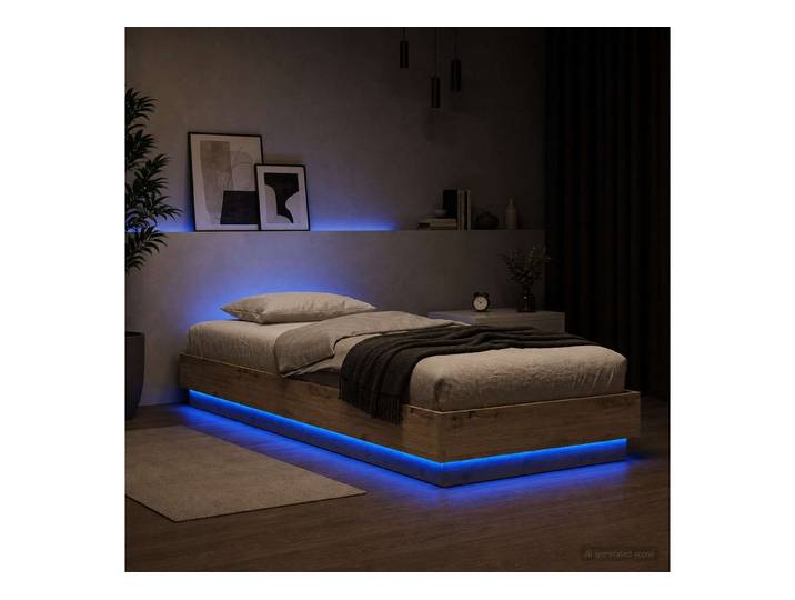 vidaXL Bettgestell vidaXL Bettgestell mit LED Kunsthandwerk Eiche 80 x 200 cm