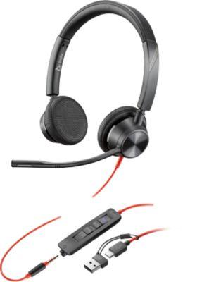 Poly Blackwire 3325 USB-C Stereo-Headset, zertifiziert für Microsoft Teams, + 3,5-mm-Stecker + USB-A/C-Adapter