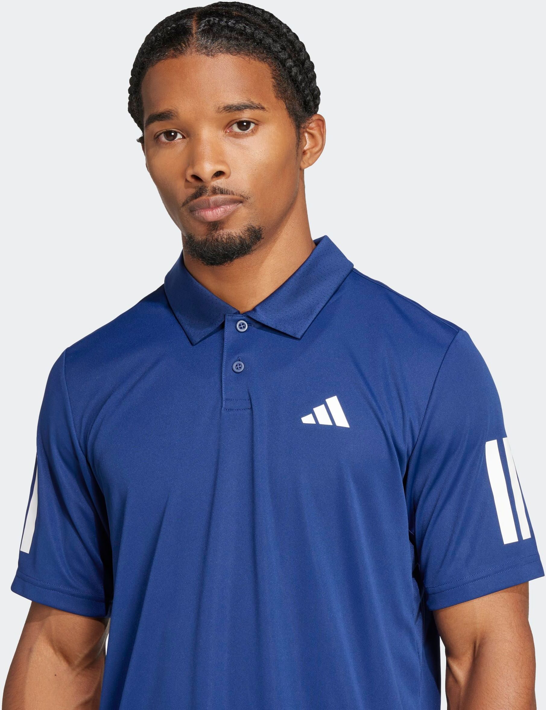 Poloshirt ADIDAS PERFORMANCE "CLUB TENNIS 3-STREIFEN", Herren, Gr. M, blau (dunkelblau), Obermaterial: 100% Polyester, Shirts Poloshirt dunkelblau M