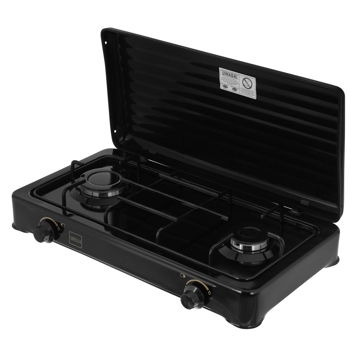 Stella Saturn ZWEI-BRENNER-GAS-KIT MIT LPG-ZYLINDER SCHWARZ MODELL STKGC-02 (STKGC-02)