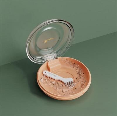 Inspired Deals Portable Denture Case With Silicone Seal Travel Retainer Case Orthodontic Storage Box pink