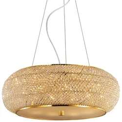 Ideal Lux Kristall-Pendelleuchte PASHA, 14-flammig, Ø 65cm, E14, Gold IDEA-164984