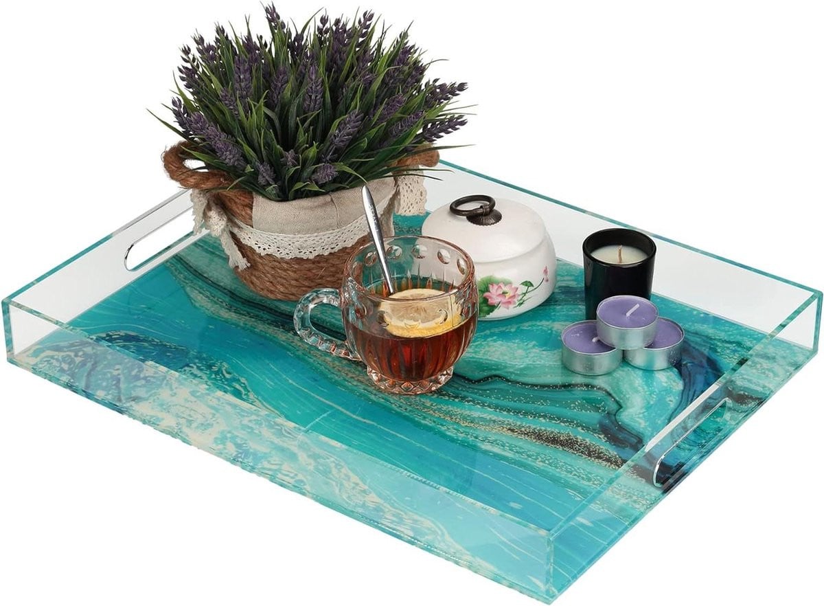 Galaxy acryl dienblad met handvat - decoratief kunststof tafelblad voor badkamer en keuken