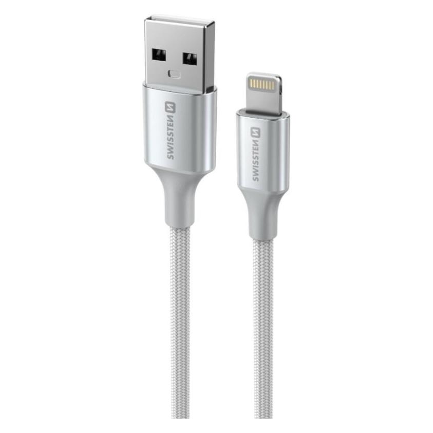 Swissten Datenkabel Textil II USB / Lightning 1,5 M Weiss (1.50 m) (71523310)