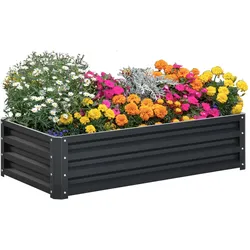Outsunny Outsunny Hochbeet Stahl, Pflanzkasten, Rostfrei Blumenkasten mit Offenem Boden
