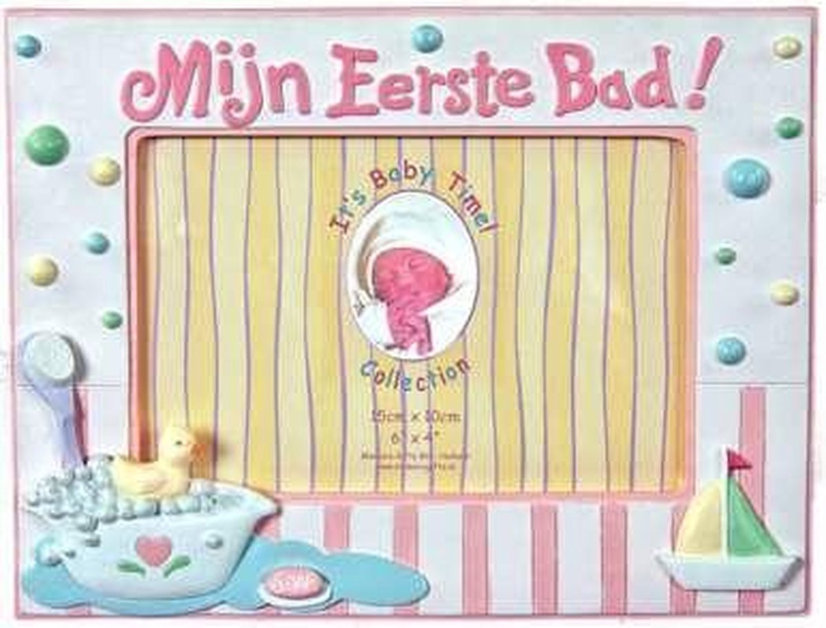 Fotolijst It's Baby Time Eerste Bad Roze 10x15 cm