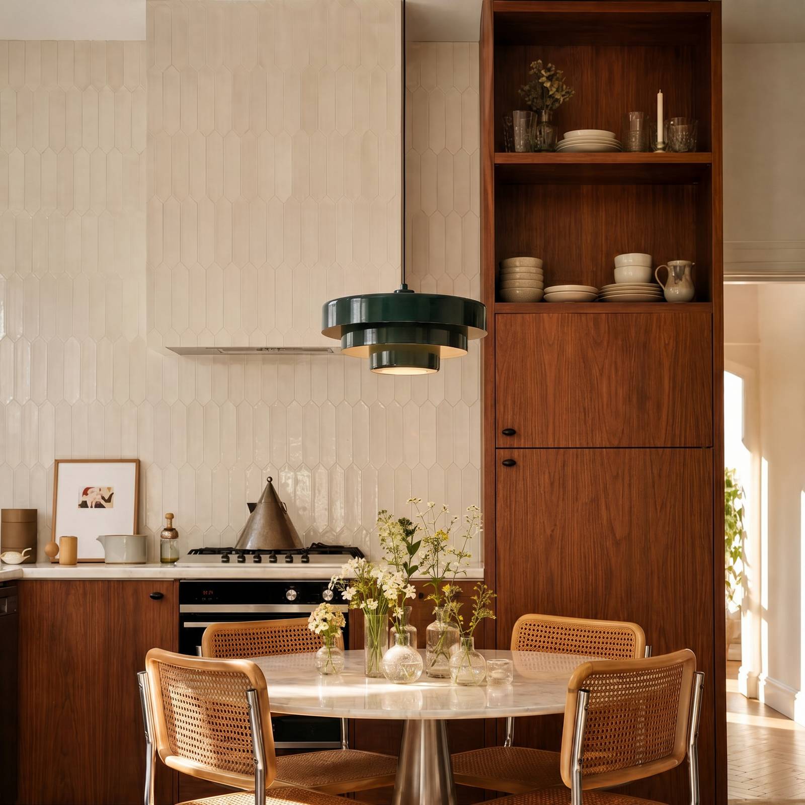 Pendant Light Tivra Lindby, dimmable, Green, Living / Dining Room, metal, Vintage, Ceiling Light