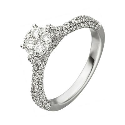 Diamantring JOBO "Ring Weißgoldring" Gr. 54, silber (weißgold 585), Fingerringe, Damen, 54, SI = kleine Einschlüsse, Diamanten Weißgold 585, Diamanten, Weißgold 585, Diamantring, 585 Weißgold mit 119 Diamanten