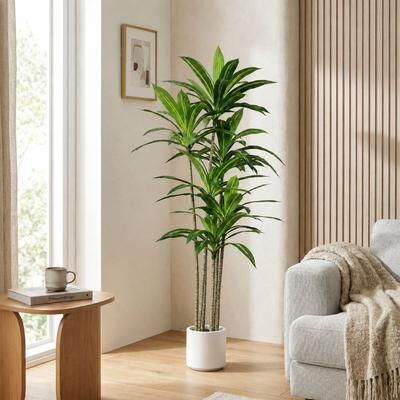 YVANLA Artificial Plant Fake Dracaena Tree Potted