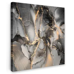 LEINWANDBILD Grau - Luxus - Gold - Marmor Deko Wohnzimmer 20x20 cm