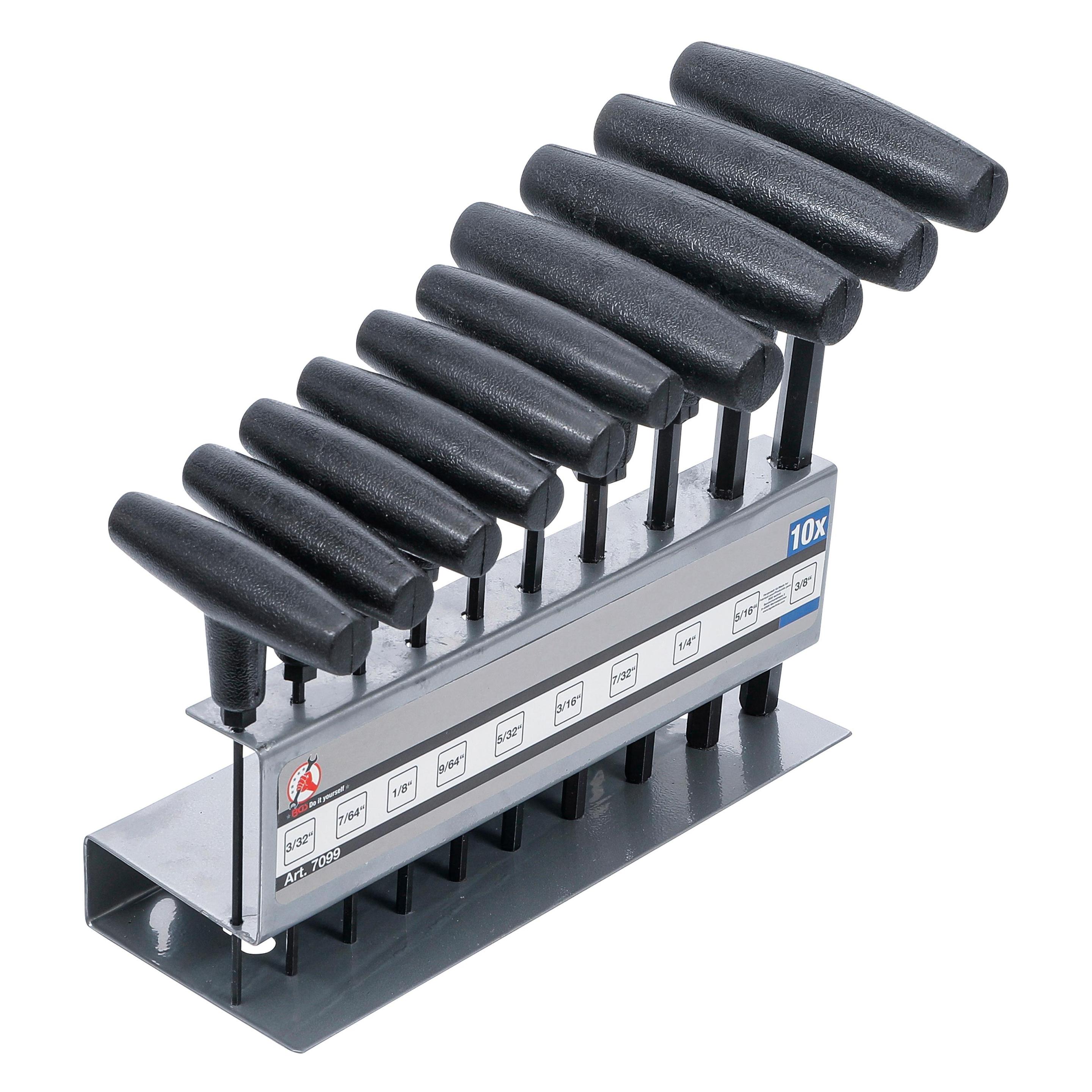 BGS Schraubendreher-Satz mit T-Griff Zollmasse Innensechskant 3/32" - 3/8" 10-tlg. (Innensechskant) (7099)