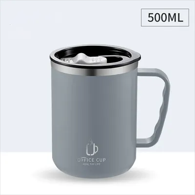 Uplifted Trends Stainless Steel Thermos Mug With Handle Leak Proof Insulated Coffee Cup grey