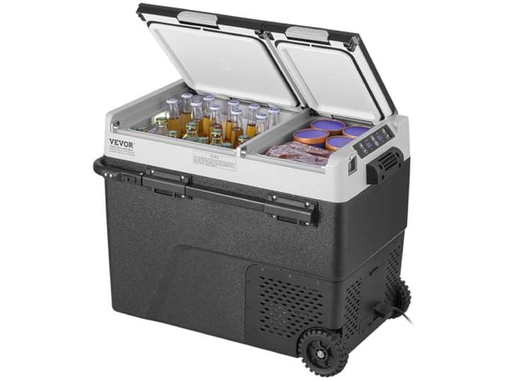 VEVOR tragbarer Autokühlschrank, 12 V Autokühlschrank, 58 L Gefrierschrank doppele Zone, -20 °C bis 20 °C einstellbare Temperatur, Kompressorkühler, zu Hause, Outdoor, Camping, Wohnmobil, Auto