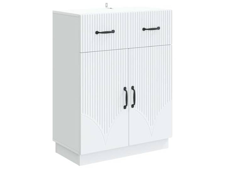 TEKGHUT Sideboard Weiß 66 x 34,5 x 87 cm Holzwerkstoff Schlankes modernes Design, großzügige Fächer, Regale und Türen, offene Regale, einfache Organisation, pflegeleichtes