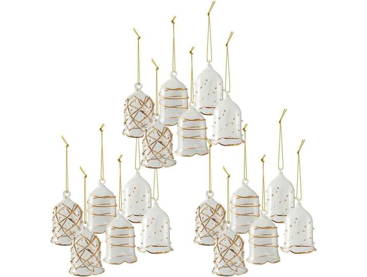 Villeroy & Boch Glasglocken Winter Collage Accessoires gold 19,5 x 19,5 x 18,5 cm 18er Set, Goldfarben, Glas, 19.5x18.5x19.5 cm, Dekoration, Weihnachtsdekoration