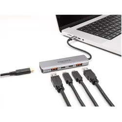 Delock 64302 (USB-C, 5 Ports), Dockingstation + USB Hub, Grau