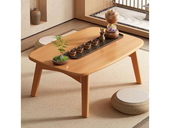 Onxyrbyte Tatami-beistelltisch,Moderners japanischer niedriger klappbarer couchtisch,Meditationstisch Altar Bodentisch Im,Retro japanischer Teetisch,für Wohnzimmer Teesimmer Balkon Bay Fenster
