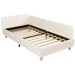 STILVORA Polsterbett aus Bouclé in Beige, 90x200 cm, mit Rausfallschutz und Taschen