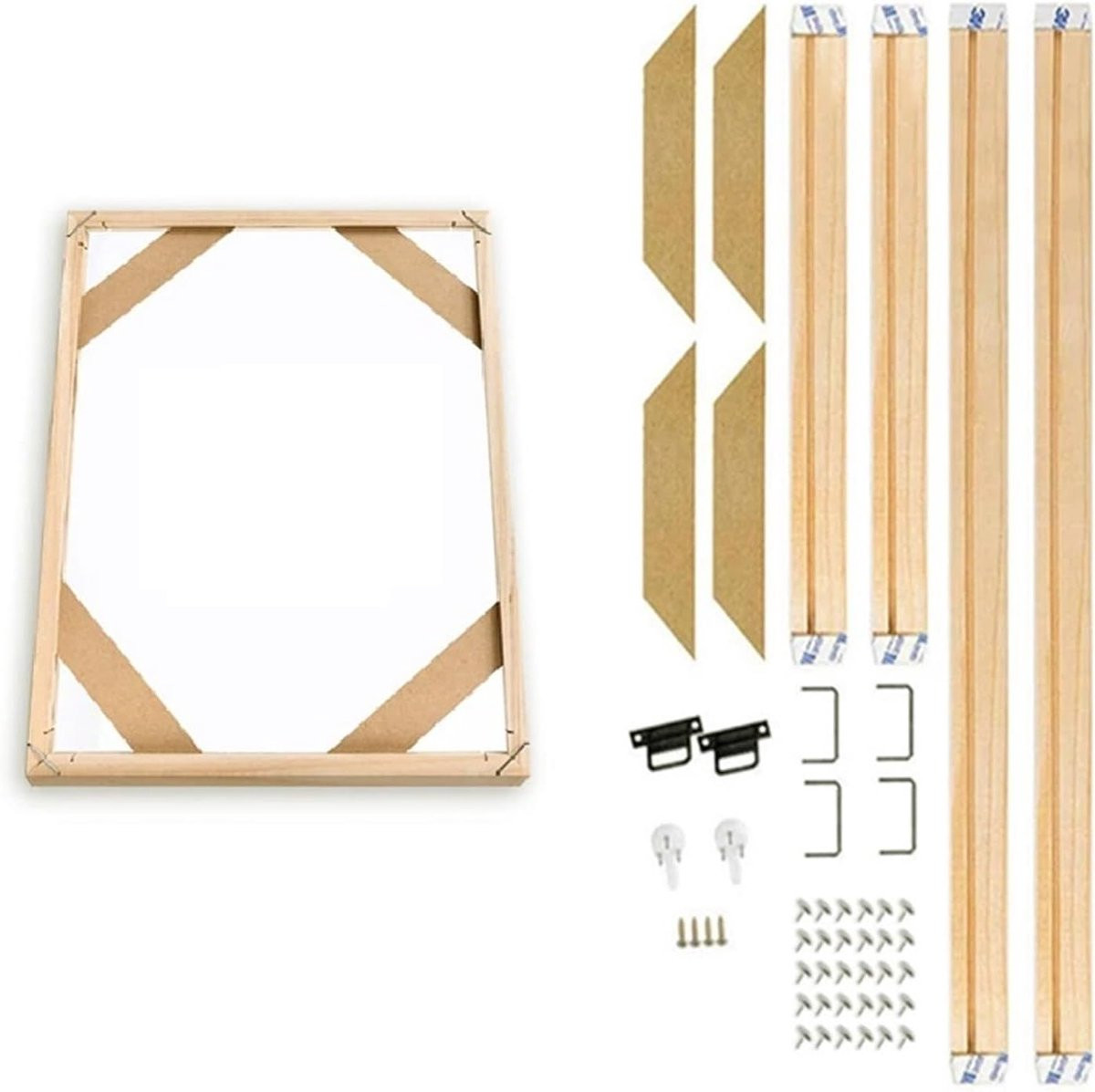Houten Canvas Fotolijst Natuurlijk - Verstelbaar Doe-het-zelf Frame - Breedte: 180 cm
