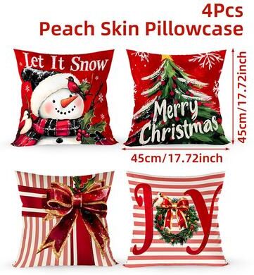 Modern Home Fixes Christmas Ornament Pillow Case Set, Merry Christmas Cushion Covers, Enamel Santa Claus Bow Design, Home Decorations style 4