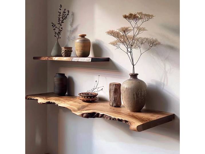 Étagère murale flottante en bois irrégulière, organisateur de chambre à coucher esthétique, supports de rangement multifonctionnels nordiques pour salon