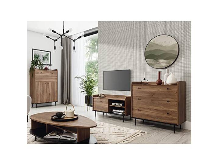 Lomadox Vintage Wohnzimmer Möbel Set in Eiche Nb. Highboard, Lowboard, Kommode und Fernsehtisch