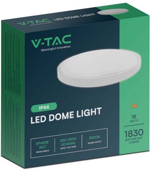 V-Tac Plafoniera Rotonda Led 18w Led Cornice Bianca 3000k Ip44 - 76151