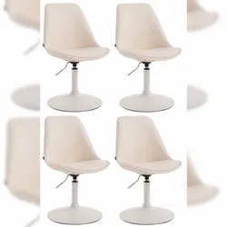 CLP 4er Set Esszimmerstühle Maverick Kunstleder creme/weiß