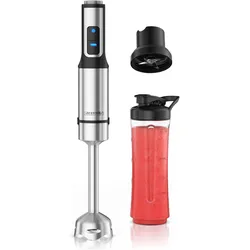 Arendo Stabmixer Set 1500 Watt, Edelstahl Pürierstab, 12 Stufen, Abnehmbarer Mixfuss, DC-Motor, ergonomisch, Stabmixer, Schwarz, Silber