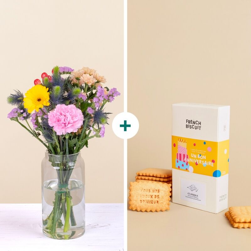 Coffret gourmand anniversaire : cadeau délice fleuri d'anniversaire - Interflora