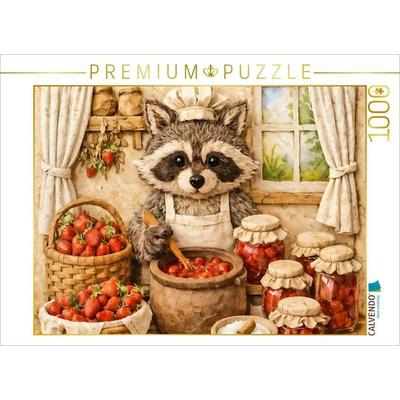 CALVENDO Puzzle Sommer in der Marmeladenküche - Dachs mit der Marmelade | 1000 Teile Lege-Größe 64x48cm Foto-Puzzle für glückliche Stunden