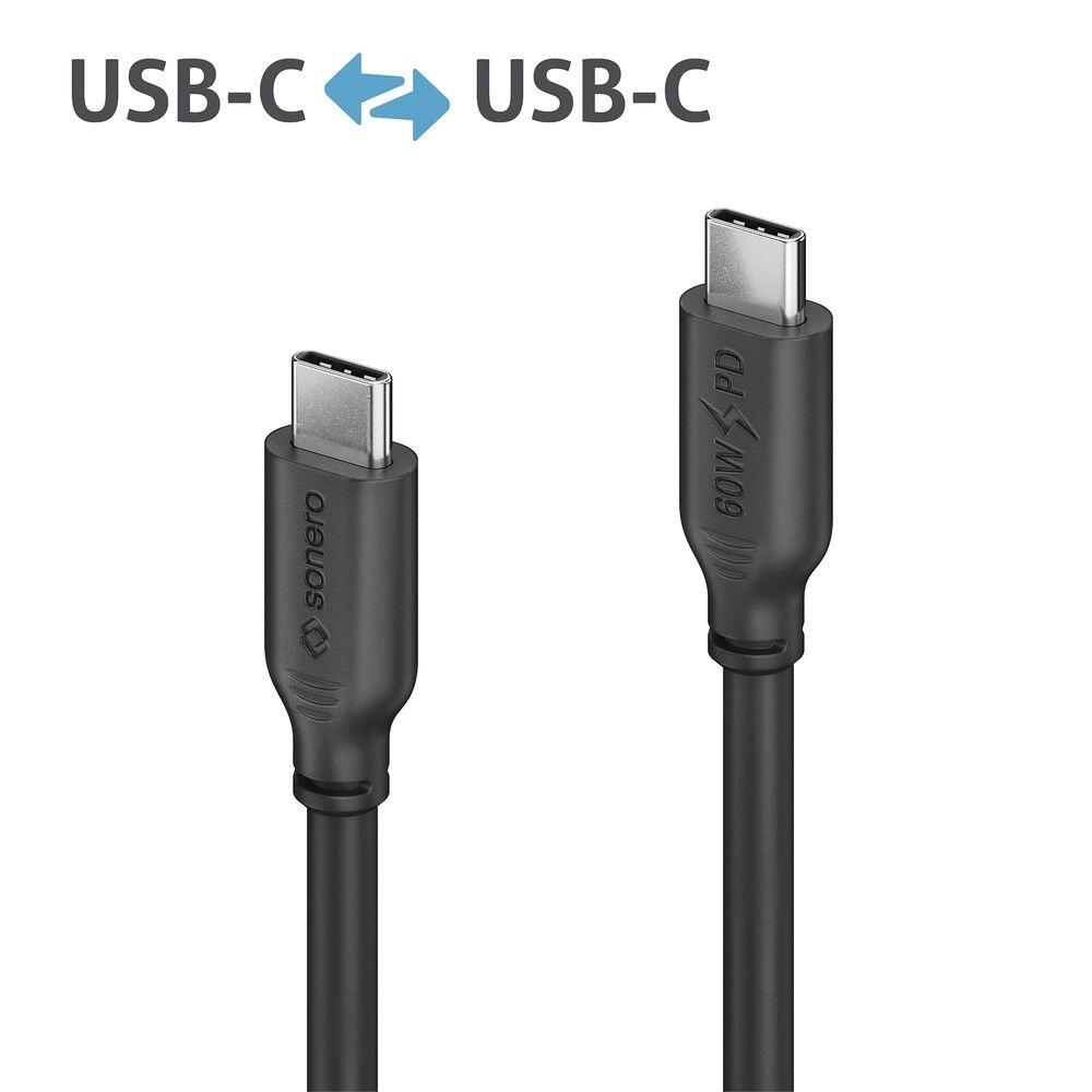 Sonero USB-C auf USB-C Ladekabel - USB 2.0, 60W PD - schwarz - 0,50m SPC-U200-005