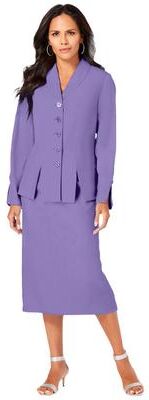 Plus Size Women's Plus Size Long Sleeve Shawl-Collar Jacket & Sheath Skirt Set - 2-Piece Suit by Roaman's in Vintage Lavender (Size 24 W) Skirt Suit
