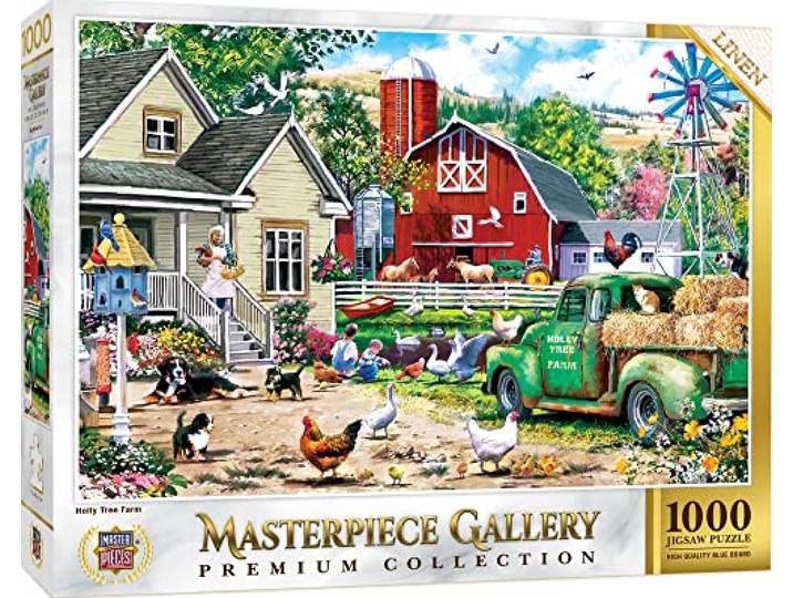 MasterPieces Puzzle mit 1000 Teilen für Erwachsene – Stechpalmenfarm – Weihnachtsthema, umweltfreundlich, mattes Finish, 67,9 x 48,9 cm, ab 12 Jahren