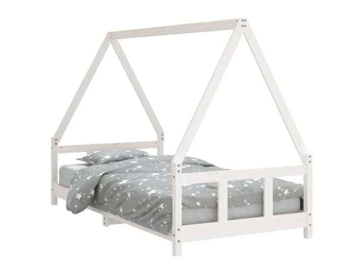 FDSAQOPT Weiß 90x190 cm Massivholz Kiefer Hausbett-Design, Holzlatten für Stabilität, niedrige Einstiegshöhe, Matratze nicht enthalten