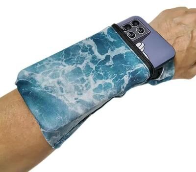 Inspired Finds Black Zipper Wrist Support Storage Bag Sweat Absorbing Wrist Wrap For Fitness blue
