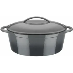 GSW Gusseisen Bräter oval 33 x 25 cm - 7,0 Liter GREY SHADOW, Pfanne + Kochtopf, Grau