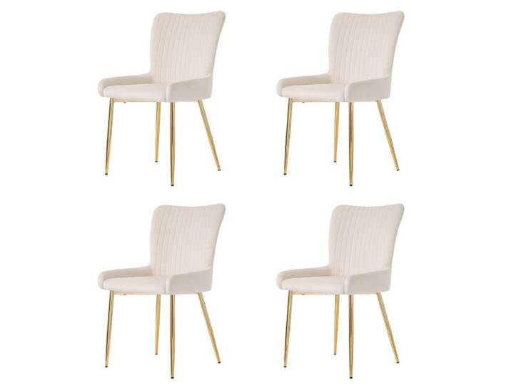 Komhtom Esszimmerstuhl 4 Stück in Beige Samt, Mode, 58x85x47 cm, Esszimmer, Stühle
