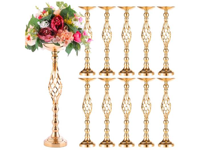 Vase à fleurs en métal élégant, 10 pièces, lampe à beurre pour Table à manger, chandelier, ornements Boho, décoration florale artificielle, support de fleurs pour bouteille