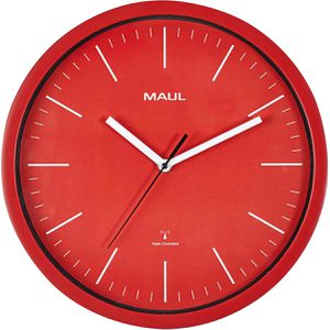 Maul Maul Wanduhr  jump, Kunststoff, analog, Funkuhr, Ø 30,5 cm, rot