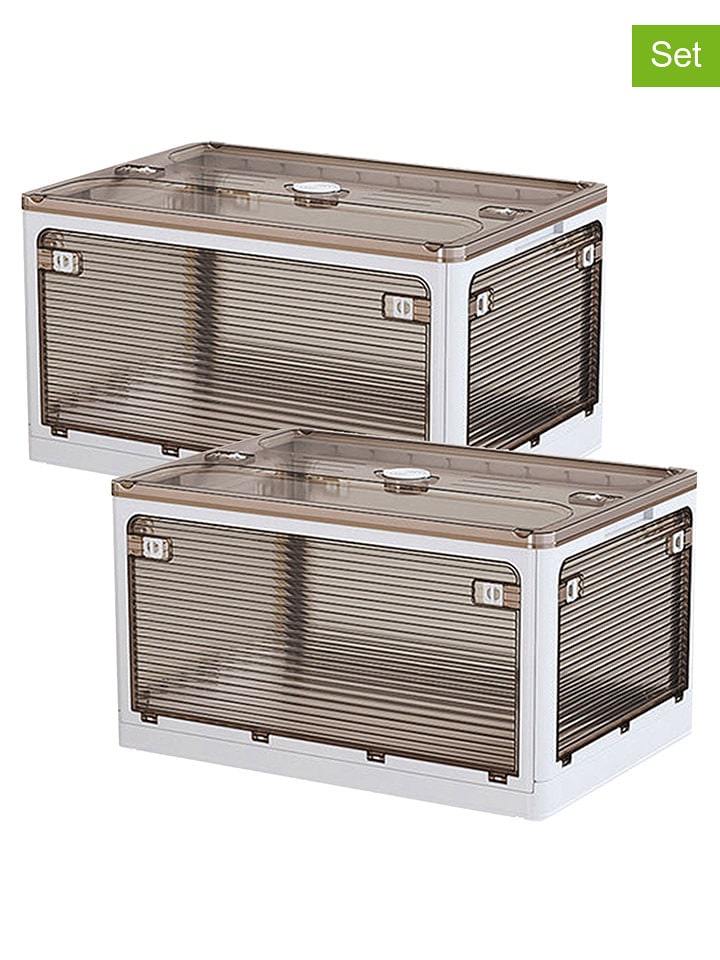 Joybos 2er-Set: Aufbewahrungskisten in Braun/ Weiß - (B)41 X (H)29 X (T)24 CM - onesize