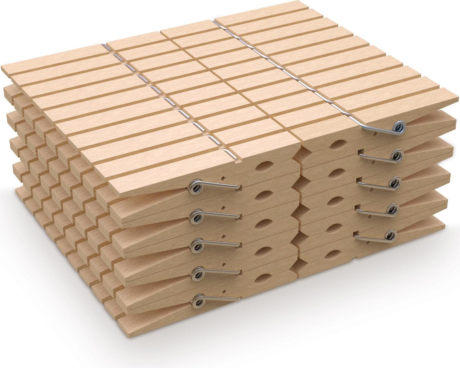 Solidchoice Houten wasknijpers, 100 stuks, natuurlijk