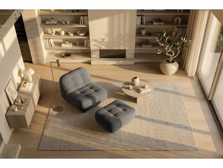Sessel mit opt. Drehfunktion Grau Webstoff Palmira Drehbar 82 x 75 x 95cm