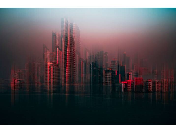 Fototapete PAPERMOON Photo-Art CARMINE CHIRIACO, ABU DHABI SKYLINE , bunt, B:1,5m L:1,11m, Vlies, Tapeten, Fototapete