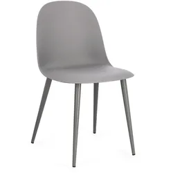Esszimmerstuhl Ella 4er-Set aus Kunststoff, modernes Design, grau, pflegeleicht, stabil