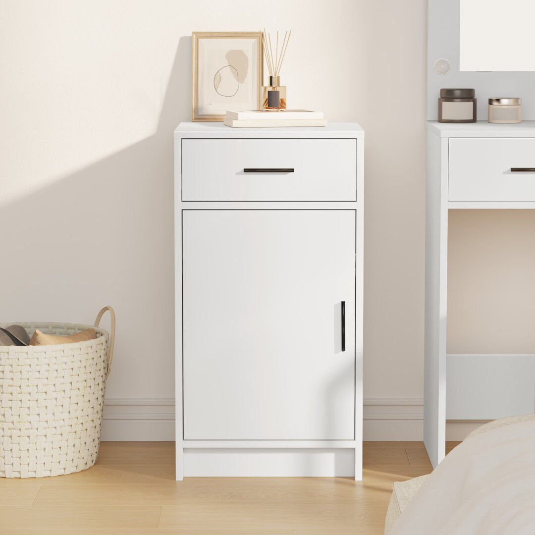17 Stories 40cm Sideboard White Wood 75cm H X 40cm W X 41cm D