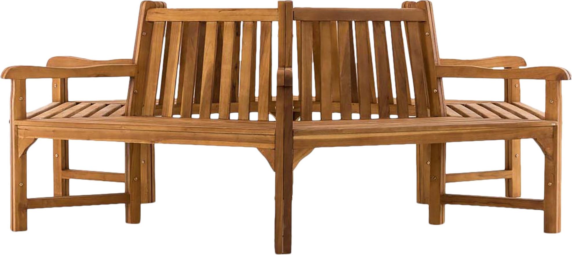 Baumbank NEBEL - Holz Teak 250x250x93 cm | Kreisrunde Sitzbank Mit Lehne Baumbank Gartenbank Für Baum
