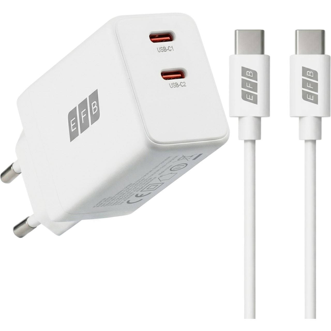 EFB Elektronik Ladegerät 45W 2xUSB-C Set PD3.0 GaN QC3.0