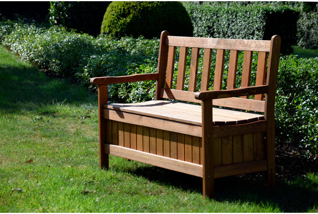 Ophelia & Co. Phipps Solid Wood Pine Outdoor Bench Dark brown 89cm H X 115cm W X 58cm D